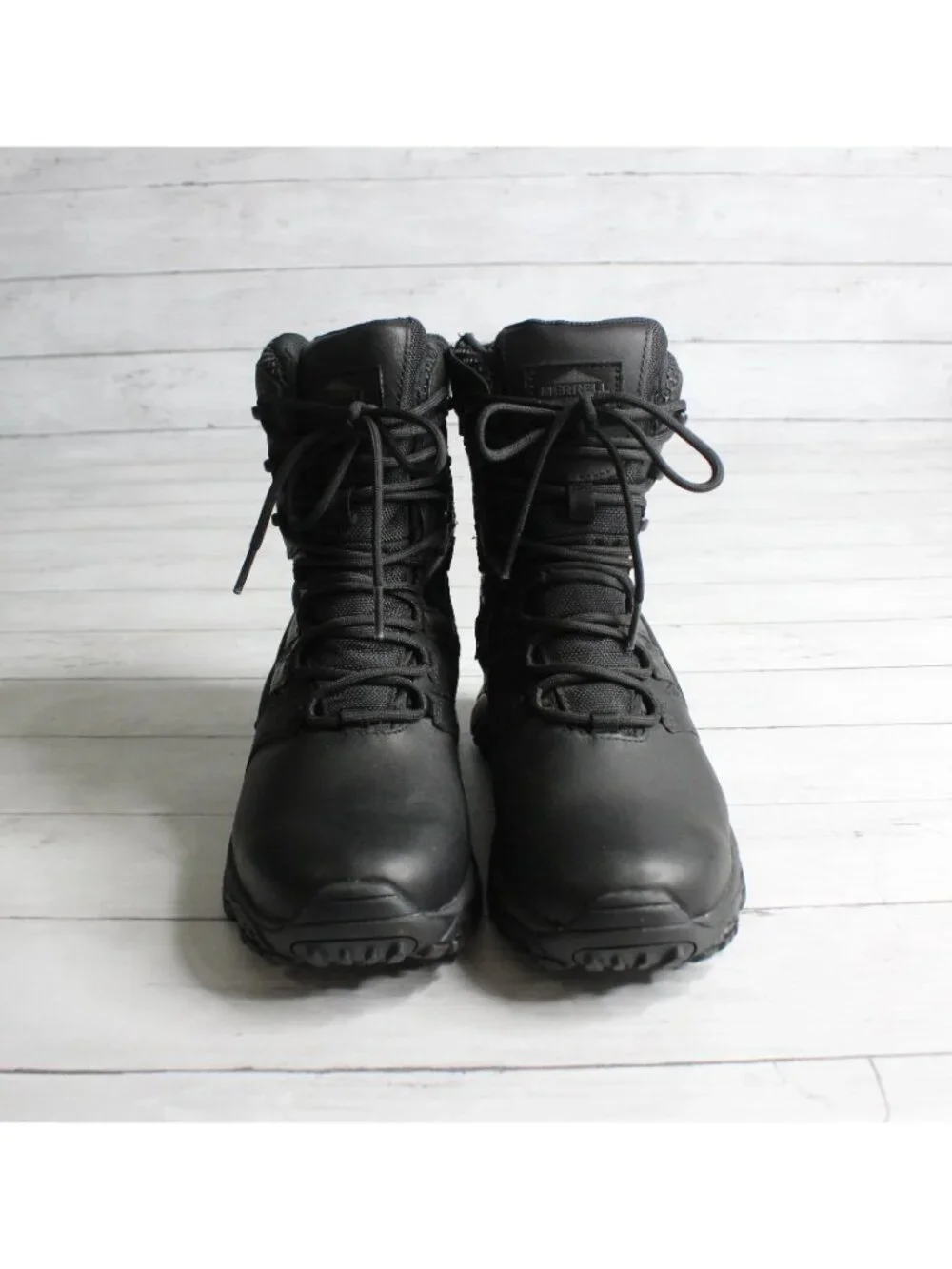 Merrell Men's Black Tactical Work Boots Size 8 Waterproof J45335 Moab Vibram